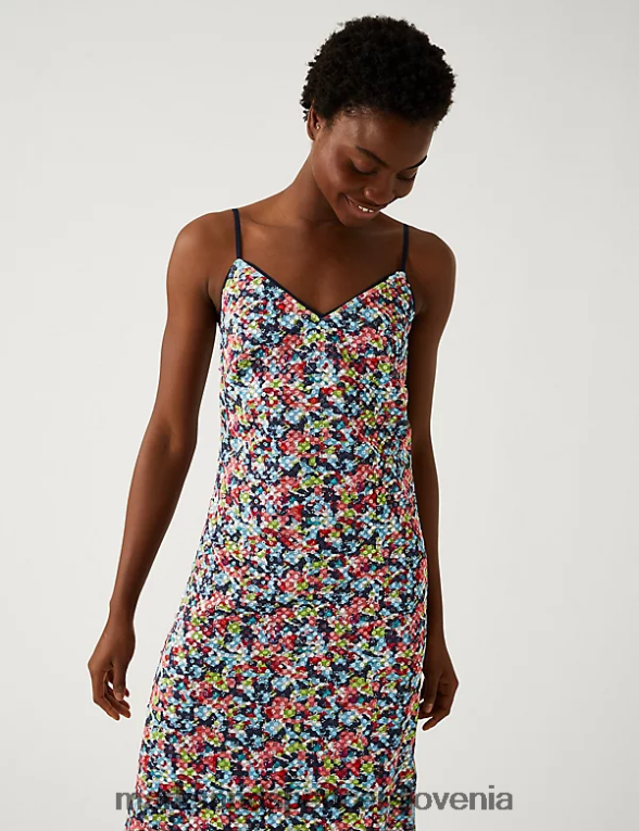 midi slip obleka s potiskom in bleščicami multi Marks & Spencer oblačila ženske 6T8F6X2010