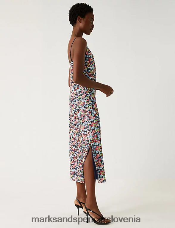 midi slip obleka s potiskom in bleščicami multi Marks & Spencer oblačila ženske 6T8F6X2010