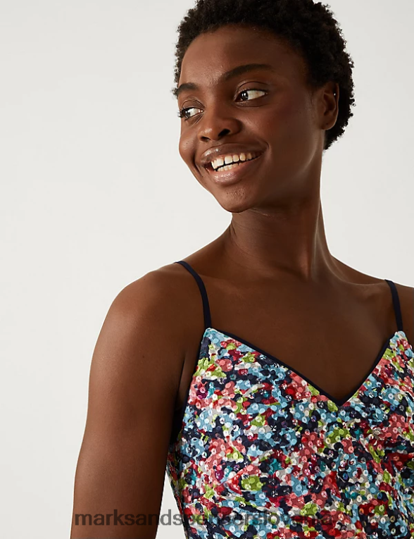 midi slip obleka s potiskom in bleščicami multi Marks & Spencer oblačila ženske 6T8F6X2010