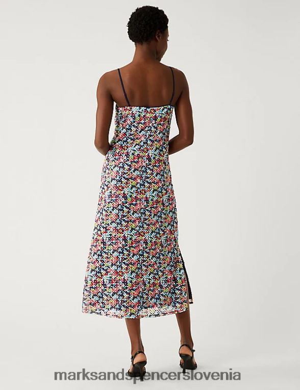 midi slip obleka s potiskom in bleščicami multi Marks & Spencer oblačila ženske 6T8F6X2010