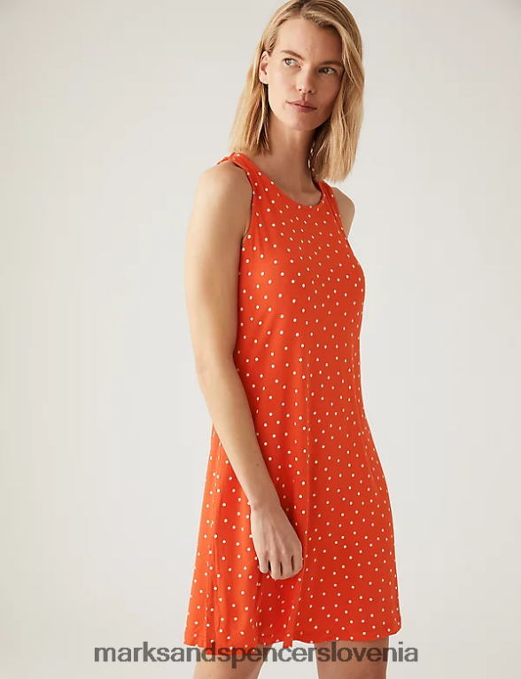 mini nihajna obleka s potiskom iz džersija pomarančna mešanica Marks & Spencer oblačila ženske 6T8F6X1236