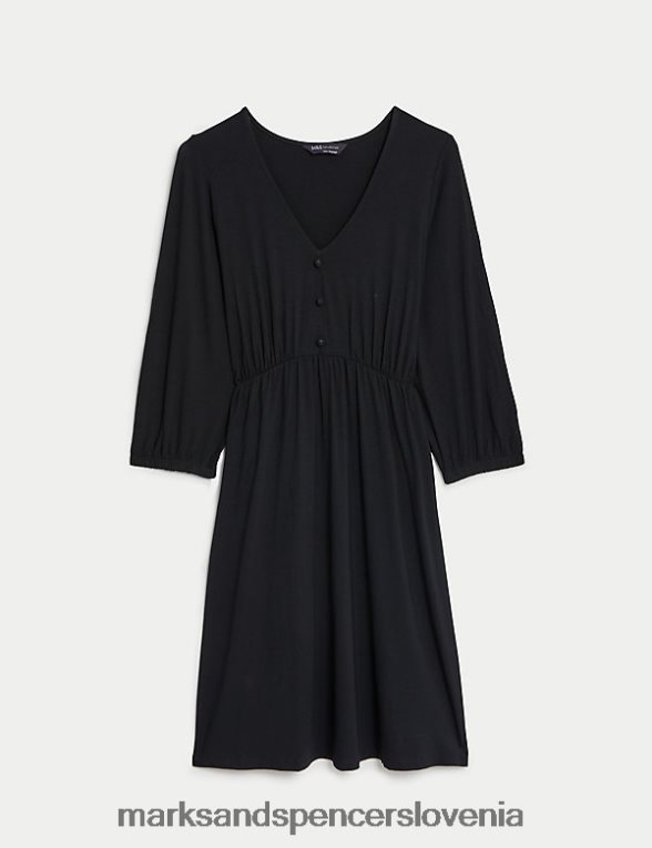 mini obleka iz džersija z v-izrezom Črna Marks & Spencer oblačila ženske 6T8F6X1656