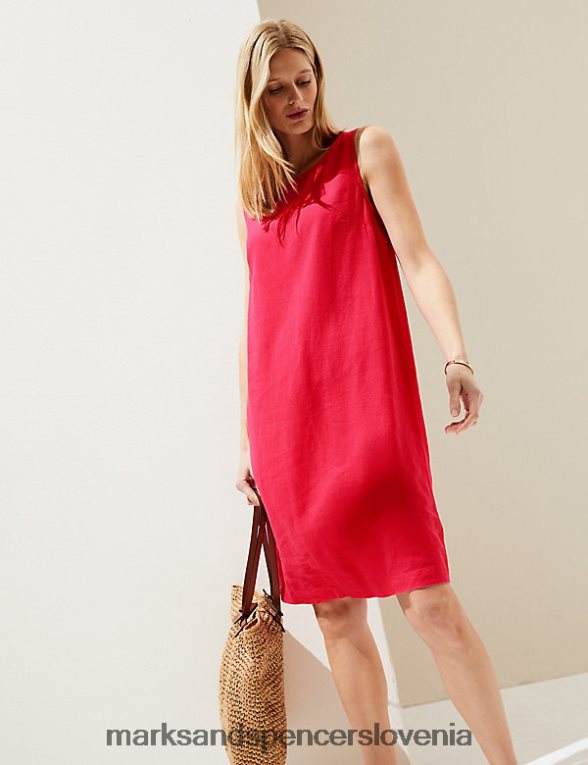 platno bogata obleka do kolen fuksija Marks & Spencer oblačila ženske 6T8F6X921