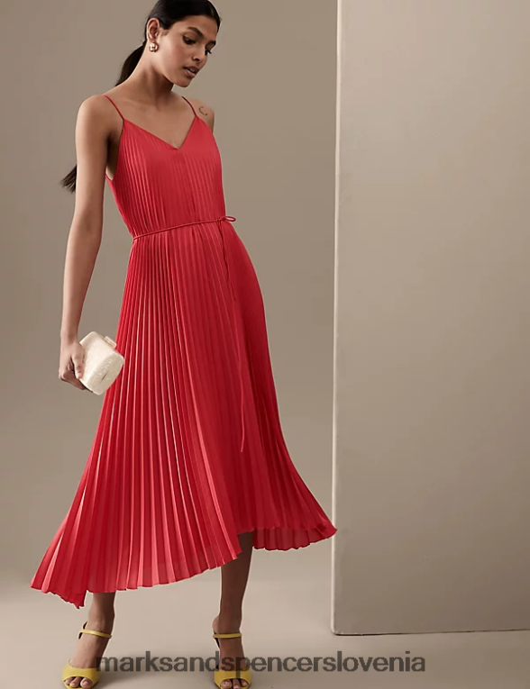 plise midi slip obleka z v izrezom šminka Marks & Spencer oblačila ženske 6T8F6X2764