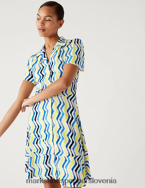 potiskana mini srajčna obleka multi Marks & Spencer oblačila ženske 6T8F6X1555