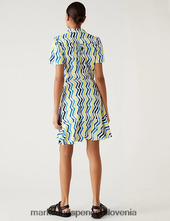 potiskana mini srajčna obleka multi Marks & Spencer oblačila ženske 6T8F6X1555