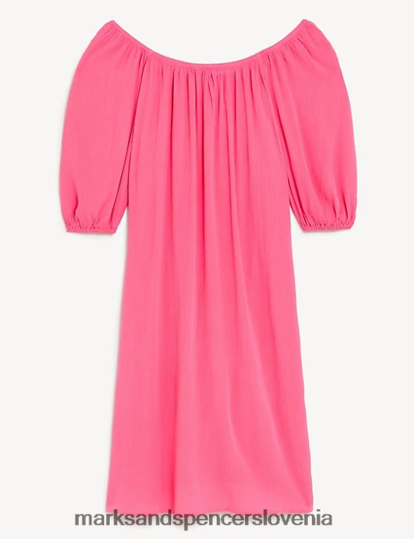 preklopna obleka bardot do kolen žvečilni gumi Marks & Spencer oblačila ženske 6T8F6X2176
