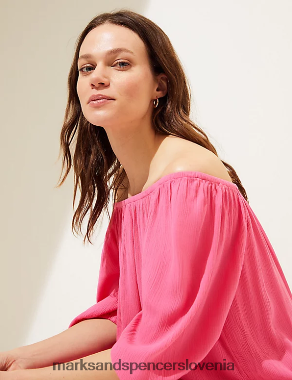 preklopna obleka bardot do kolen žvečilni gumi Marks & Spencer oblačila ženske 6T8F6X2176
