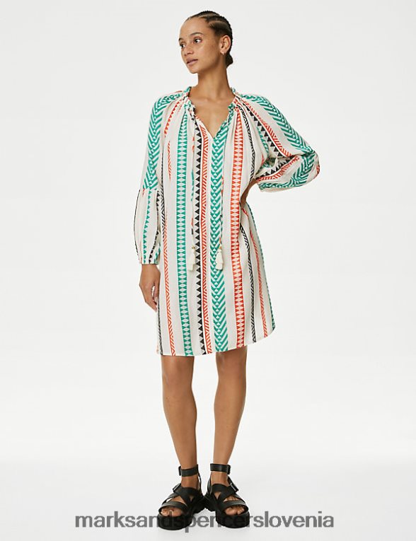črtast kaftan za na plažo, bogat z bombažem multi Marks & Spencer oblačila ženske 6T8F6X726