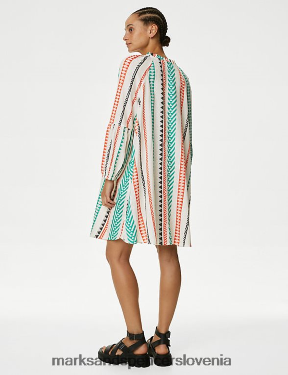 črtast kaftan za na plažo, bogat z bombažem multi Marks & Spencer oblačila ženske 6T8F6X726