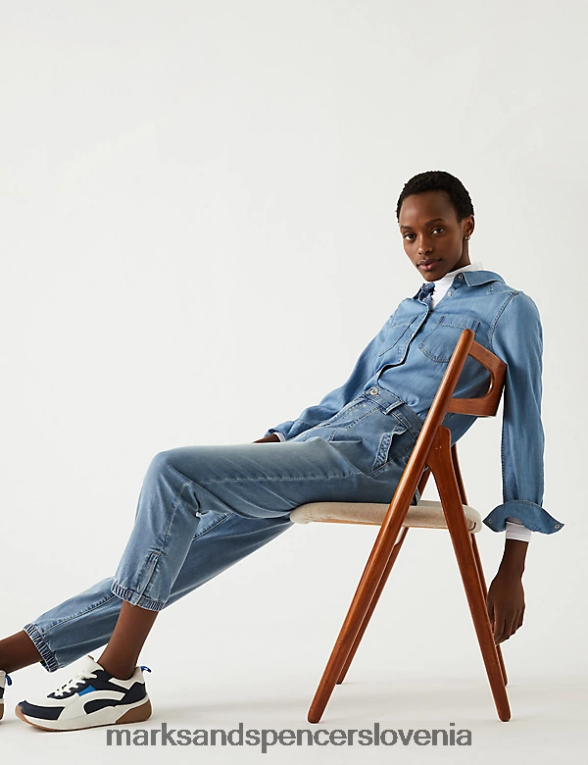 Ozki jogerji iz bogatega bombaža denim Marks & Spencer oblačila ženske 6T8F6X389
