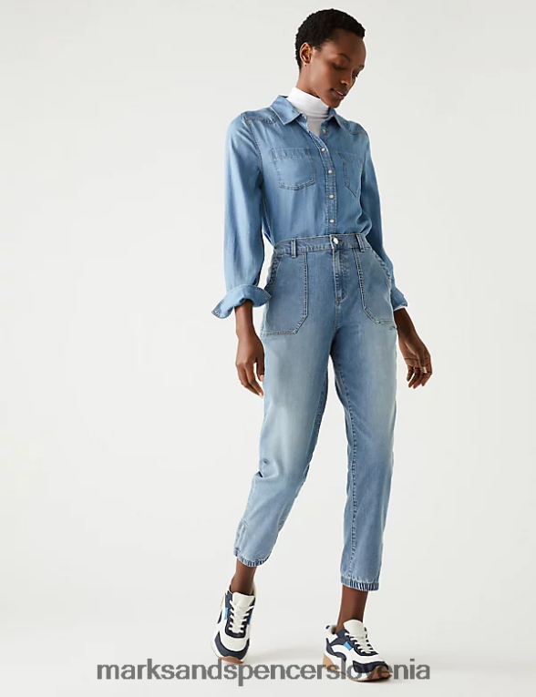 Ozki jogerji iz bogatega bombaža denim Marks & Spencer oblačila ženske 6T8F6X389