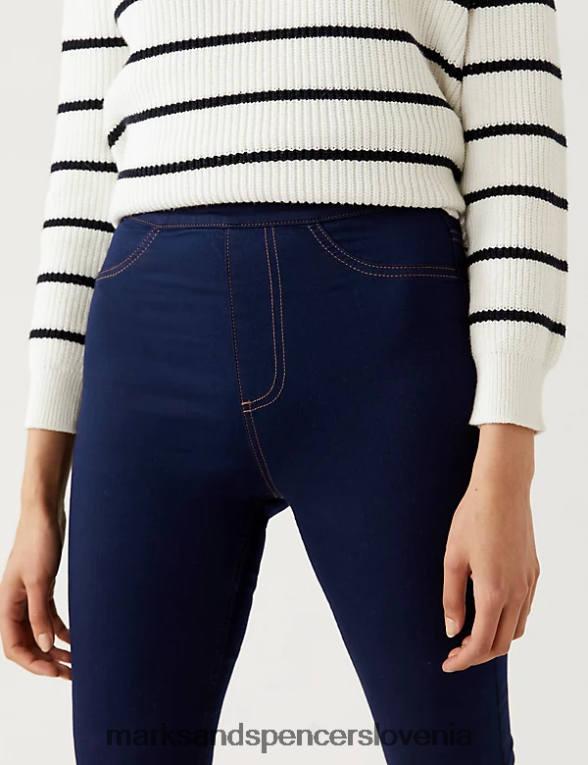jeggings z visokim pasom indigo mešanica Marks & Spencer oblačila ženske 6T8F6X3