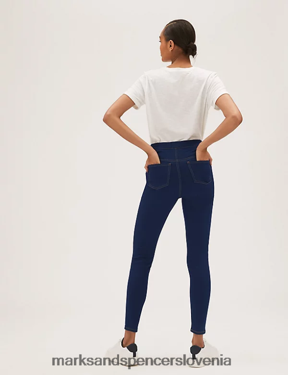 jeggings z visokim pasom indigo mešanica Marks & Spencer oblačila ženske 6T8F6X3