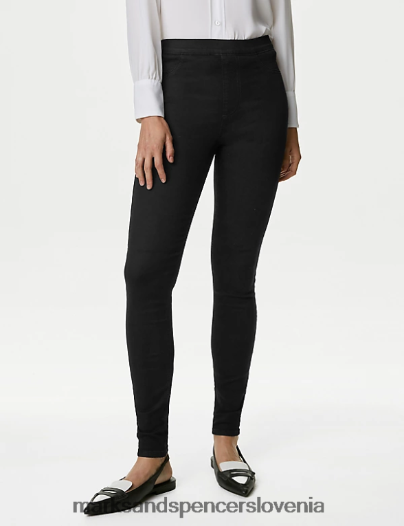 jeggings z visokim pasom Črna Marks & Spencer oblačila ženske 6T8F6X60