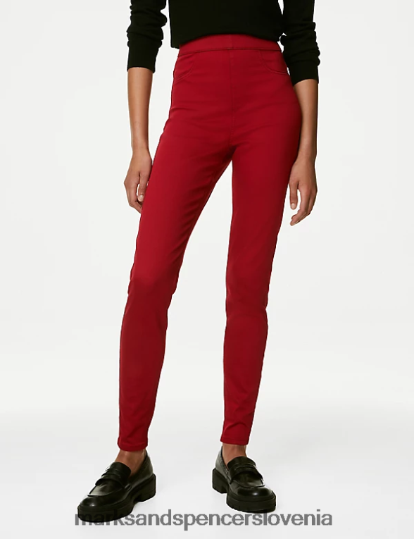 jeggings z visokim pasom srednje rdeče Marks & Spencer oblačila ženske 6T8F6X76