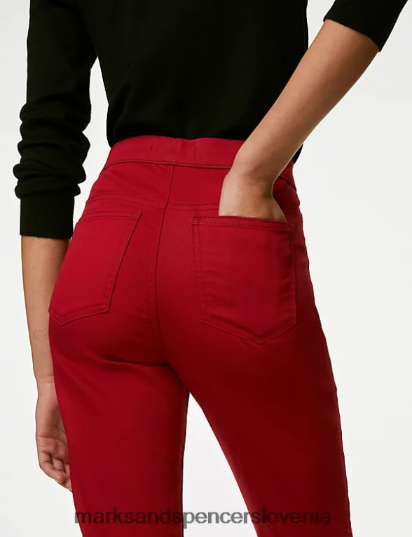 jeggings z visokim pasom srednje rdeče Marks & Spencer oblačila ženske 6T8F6X76