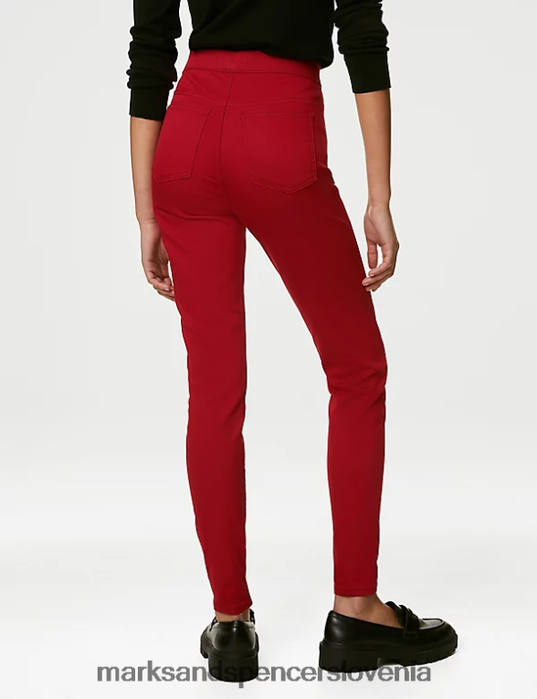 jeggings z visokim pasom srednje rdeče Marks & Spencer oblačila ženske 6T8F6X76