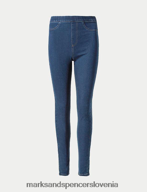 jeggings z visokim pasom srednji indigo Marks & Spencer oblačila ženske 6T8F6X66