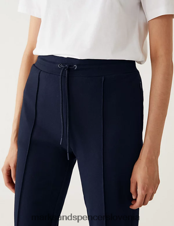 joggerji z ravnimi nogami iz jerseyja mornarica Marks & Spencer oblačila ženske 6T8F6X1998