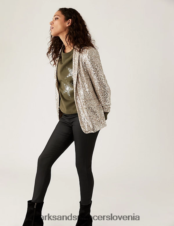 prevlečene jeggings z visokim pasom Črna Marks & Spencer oblačila ženske 6T8F6X1949