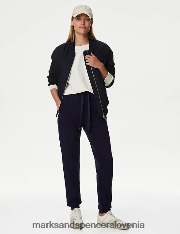zožene joggerje s stranskimi črtami temna mornarica Marks & Spencer oblačila ženske 6T8F6X1885