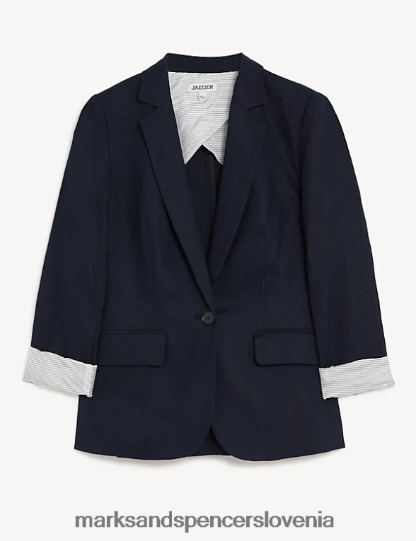 blazer iz čistega lanu mornarica Marks & Spencer oblačila ženske 6T8F6X1775