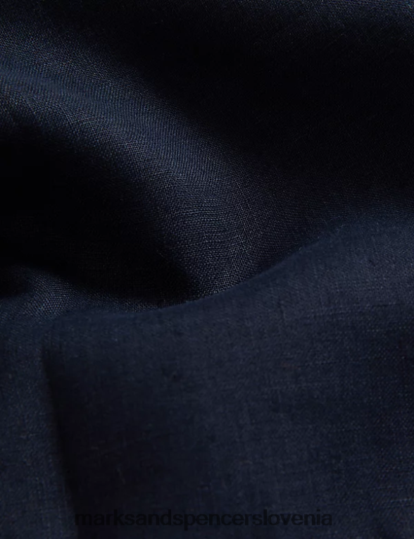 blazer iz čistega lanu mornarica Marks & Spencer oblačila ženske 6T8F6X1775