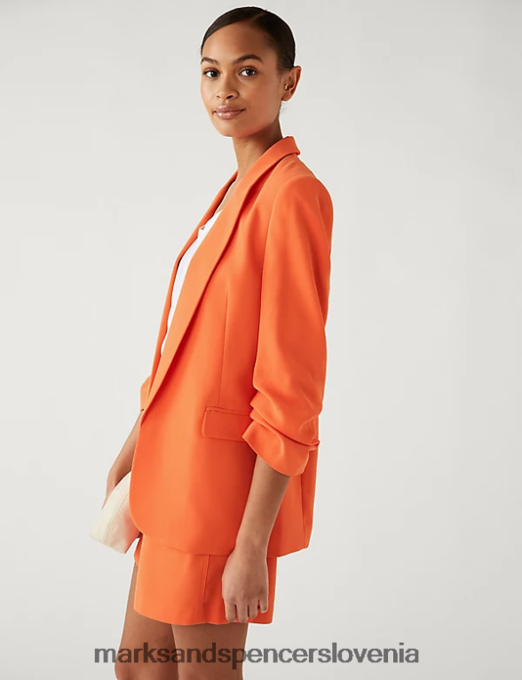 blazer z naborkanimi rokavi mandarina Marks & Spencer oblačila ženske 6T8F6X1264
