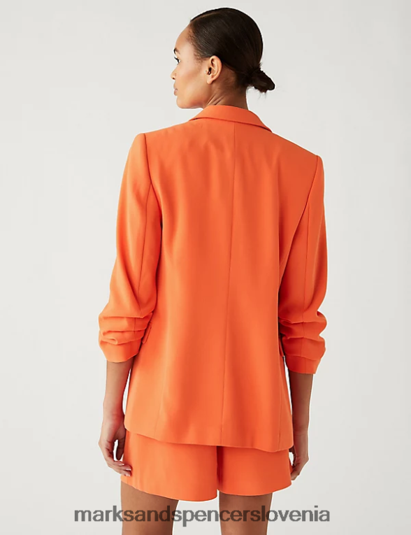 blazer z naborkanimi rokavi mandarina Marks & Spencer oblačila ženske 6T8F6X1264
