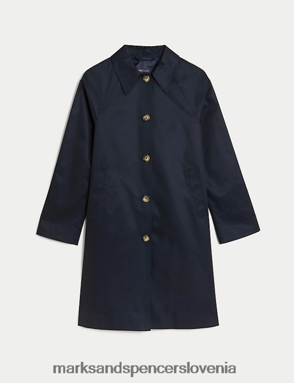 bombažni avtoplašč stormwear mornarica Marks & Spencer oblačila ženske 6T8F6X96