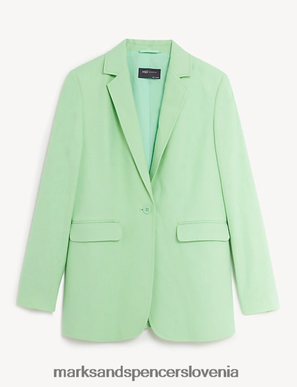 enodelni blazer iz mešanice lanu sveža meta Marks & Spencer oblačila ženske 6T8F6X3151