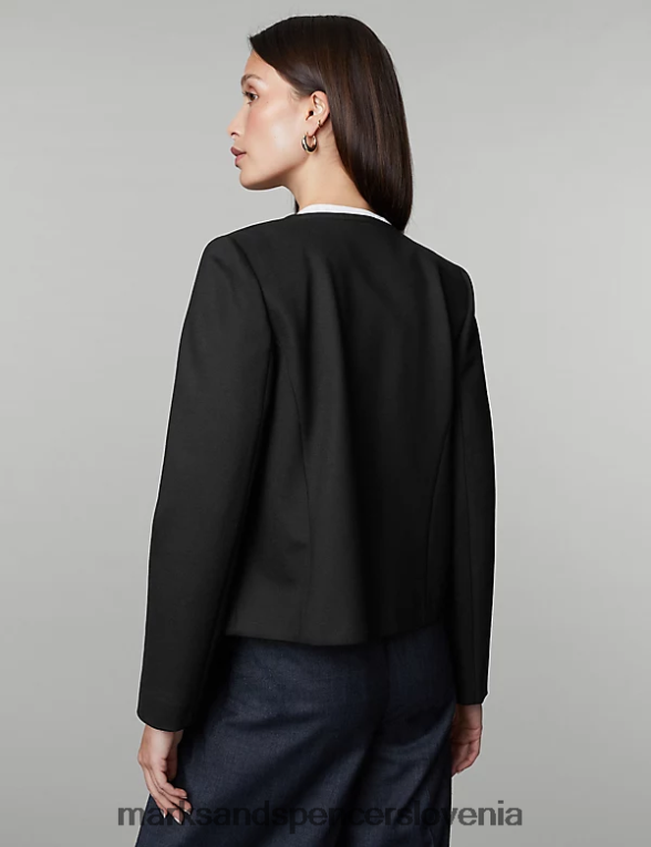 jakna brez ovratnika iz džersija Črna Marks & Spencer oblačila ženske 6T8F6X243