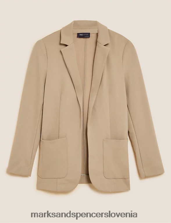 jakna z našitki iz džersija naravna bež Marks & Spencer oblačila ženske 6T8F6X3105