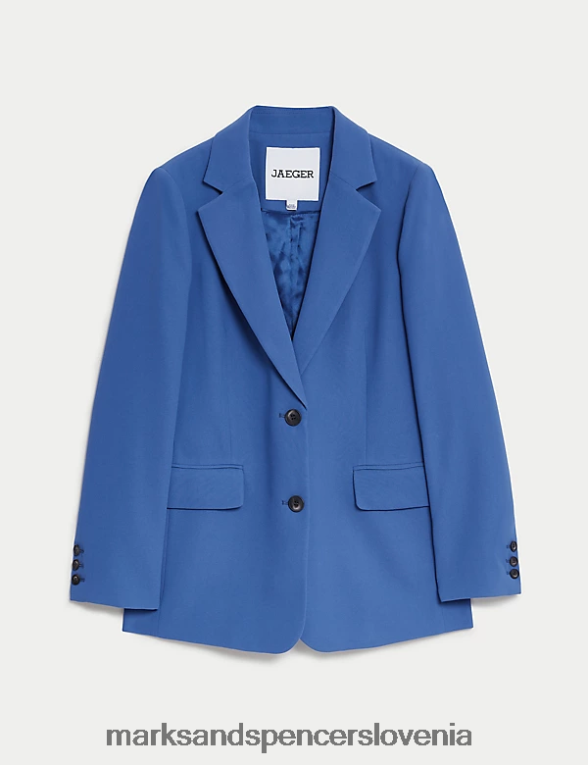 krep krojen enoprsni blazer svetlo modra Marks & Spencer oblačila ženske 6T8F6X2775