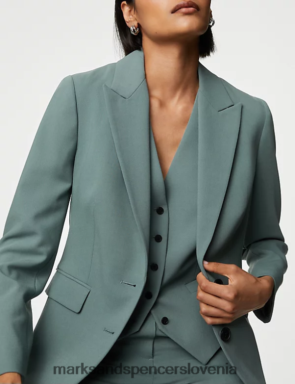 krojen enoprsni blazer temni žajbelj Marks & Spencer oblačila ženske 6T8F6X244