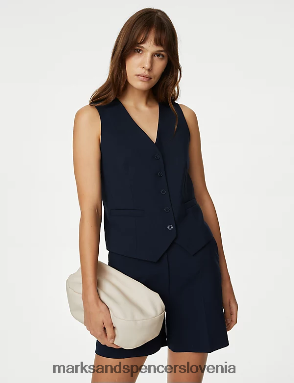 krojen telovnik temna mornarica Marks & Spencer oblačila ženske 6T8F6X373