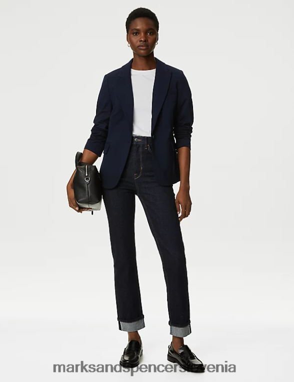 ozek enojni blazer mornarica Marks & Spencer oblačila ženske 6T8F6X97
