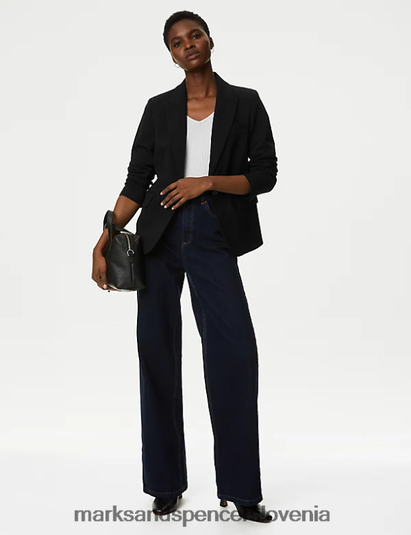 ozek enojni blazer Črna Marks & Spencer oblačila ženske 6T8F6X408