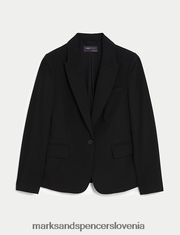 ozek enojni blazer Črna Marks & Spencer oblačila ženske 6T8F6X408