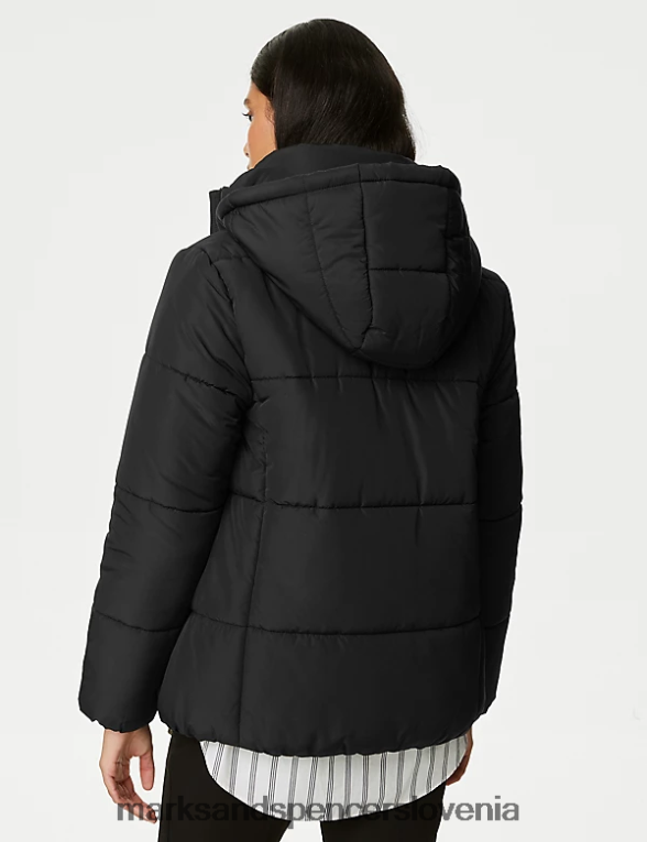 reciklirana termo topla puhasta jakna s kapuco Črna Marks & Spencer oblačila ženske 6T8F6X1333