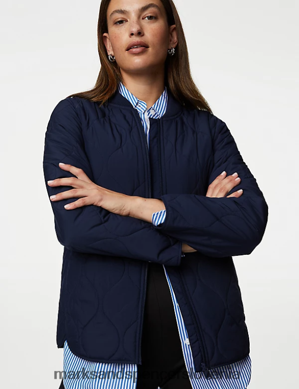 reciklirana toplotno lahka prešita jakna mornarica Marks & Spencer oblačila ženske 6T8F6X2090
