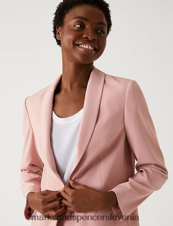 sproščen blazer satenastega videza starinska vrtnica Marks & Spencer oblačila ženske 6T8F6X1891