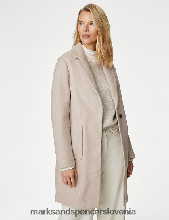 sproščen enoprsni coatigan ovseni kosmiči Marks & Spencer oblačila ženske 6T8F6X1731