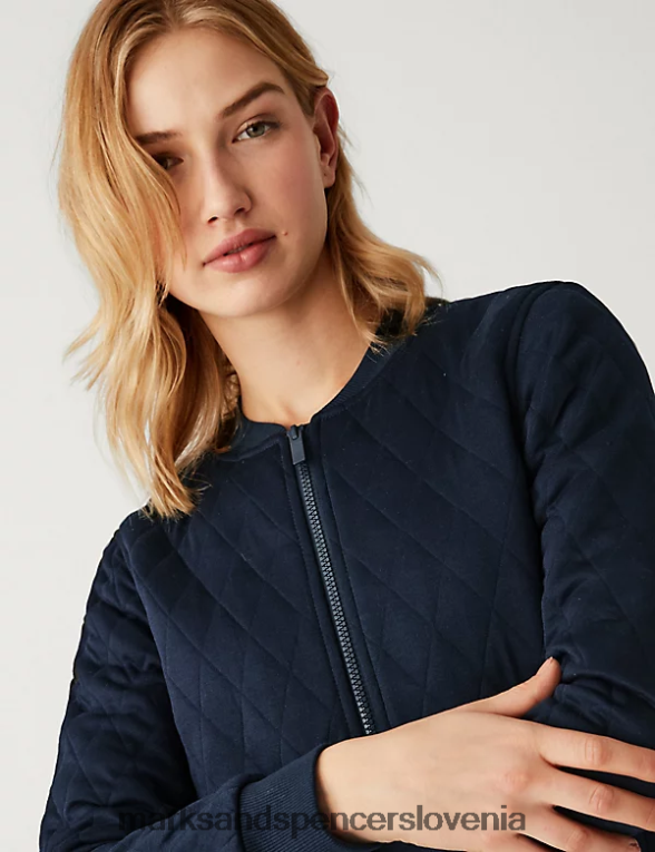 sproščena bomber jakna iz džersija temna mornarica Marks & Spencer oblačila ženske 6T8F6X662
