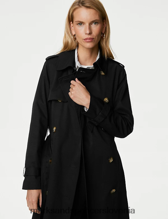 stormwear plašč z dvojnim zapenjanjem Črna Marks & Spencer oblačila ženske 6T8F6X1317
