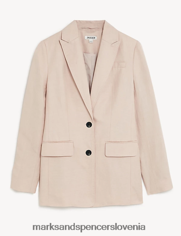 svilen bogat enoprsni blazer srednje roza Marks & Spencer oblačila ženske 6T8F6X1084