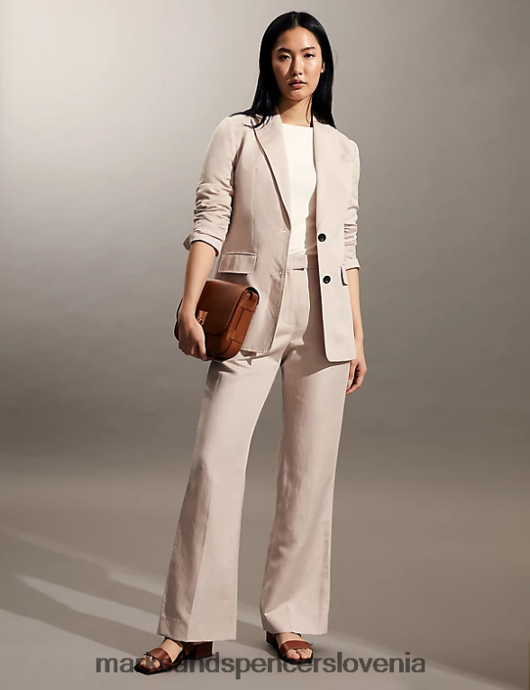 svilen bogat enoprsni blazer srednje roza Marks & Spencer oblačila ženske 6T8F6X1084