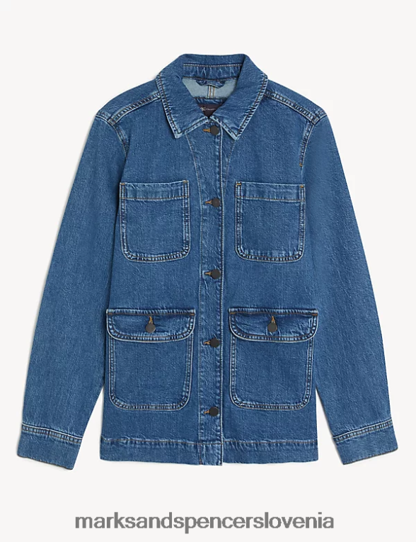 uporabna jakna iz jeansa bogatega bombaža indigo Marks & Spencer oblačila ženske 6T8F6X1895