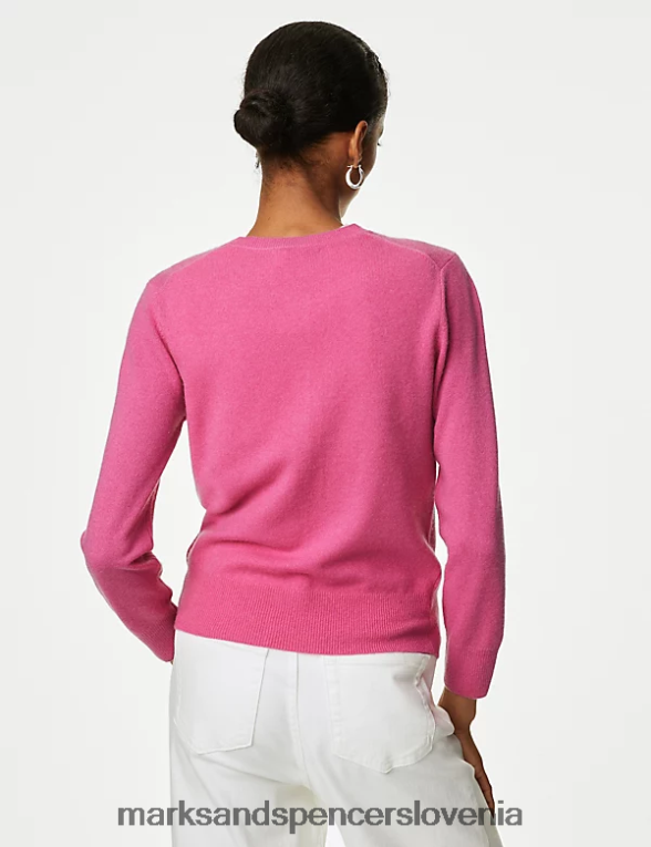 jopica z okroglim izrezom iz čistega kašmirja cvet Marks & Spencer oblačila ženske 6T8F6X2905